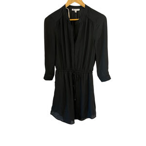 Women’s Black Dress XS Long Sleeve Knee Length Tie Waist